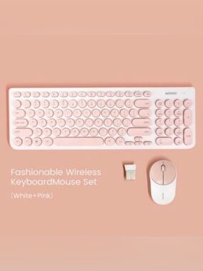 NIB MINISO Wireless Keyboard and Mouse Set Pink